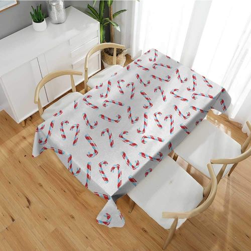  Familytaste Candy Cane,Oblong Tablecloth Aquarelle Style Sweets Traditional Christmas Festivities Winter Celebrations Tablecloths for Sale Red Aqua White 60x 90