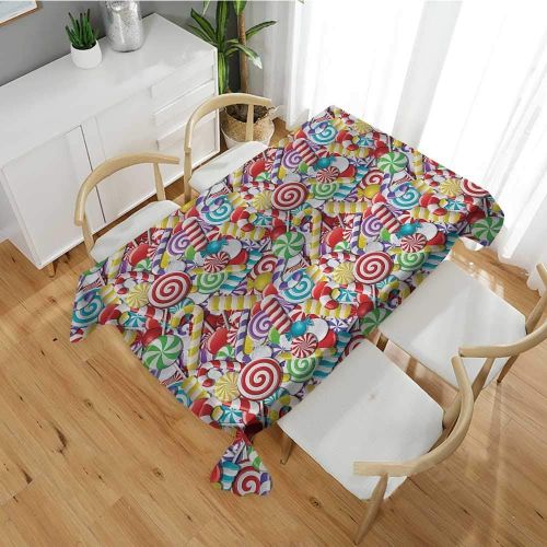  Familytaste Candy Cane,Fitted tablecloths Bonbons Lollipops Sugary Treats Sweeties Colorful Pile for Festive Occasions Modern Washable Tablecovers Multicolor 50x 80