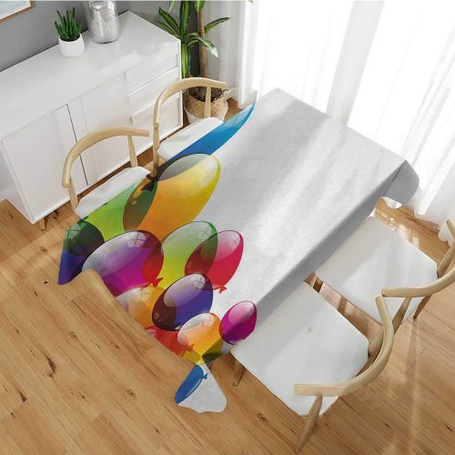  Familytaste Birthday,Tablecovers Rectangular Celebration Colorful Balloons with Reflections Festive Surprise Occasion Joyful Rectangle tablecloths Multicolor 70x 102