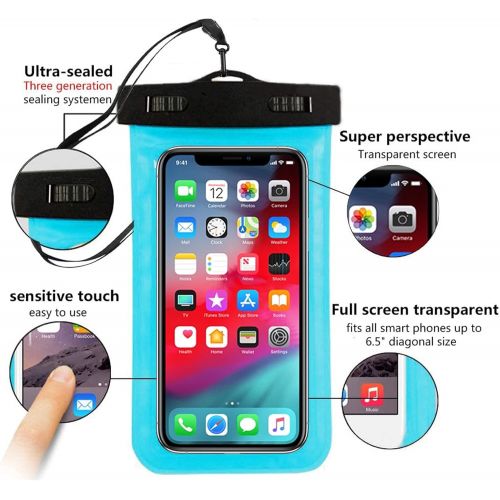  [아마존베스트]Famoby 6 Pack Universal Waterproof Phone Pouch, Large Phone Waterproof Case Dry Bag IPX8 Outdoor Sports for Apple iPhone Pro XS XR XS 12 11 10 9 8 7 6 Plus,SE, Samsung S10 S10+ S9+ S9 S8+