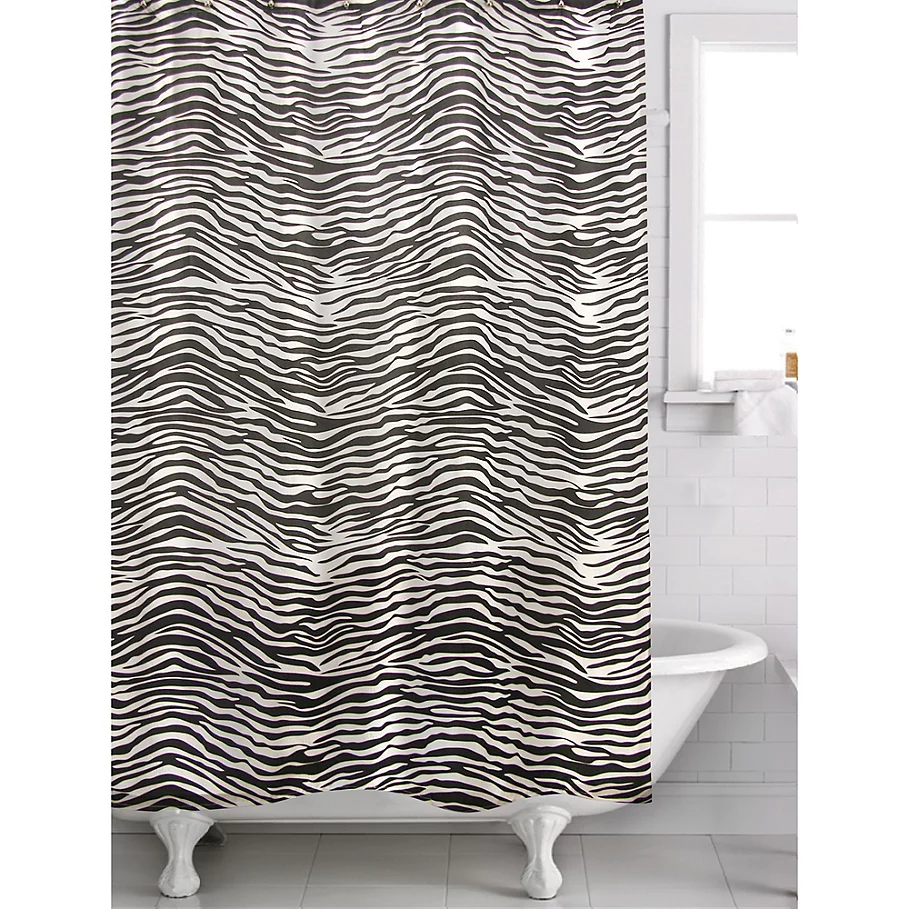 Famous Home Zebra Shower Curtain in BlackWhite