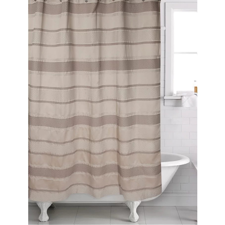  Famous Home 2-Piece Mesmerize Shower Curtain and Liner Set in TaupeCream