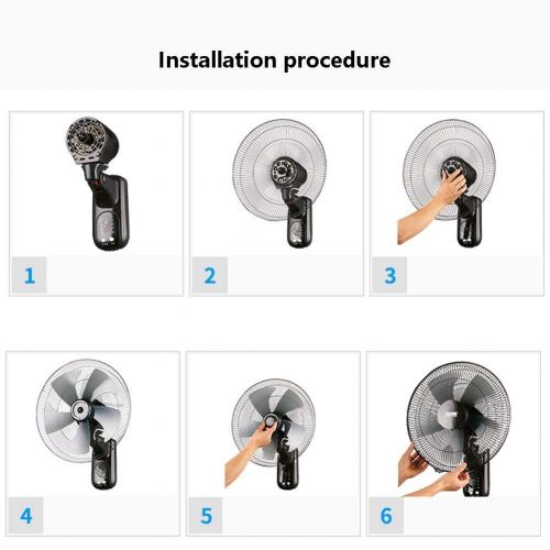  Fan FAN LYFS Wall-Mounted 18-Inch Oscillating Aluminum Alloy Blade Adjustable Oscillating Rotating Stay Cool 3 Speed Low Noise Black - 60W