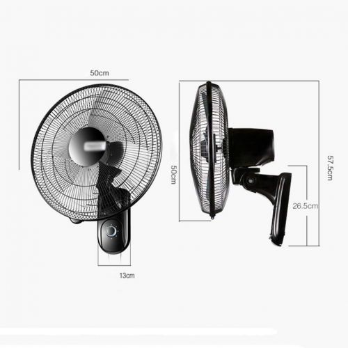  Fan FAN LYFS Wall-Mounted 18-Inch Oscillating Aluminum Alloy Blade Adjustable Oscillating Rotating Stay Cool 3 Speed Low Noise Black - 60W