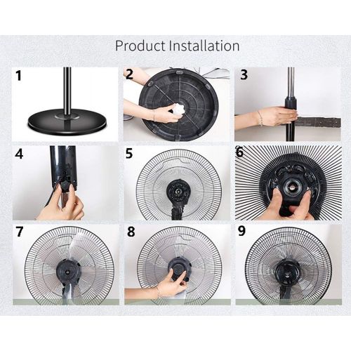  Fan FAN LYFS Standing Pedestal Oscillating Rotating Adjustable Telescopic Stand 4 Speed Setting Low Noise Energy Efficient Ideal for Home Or Office Black