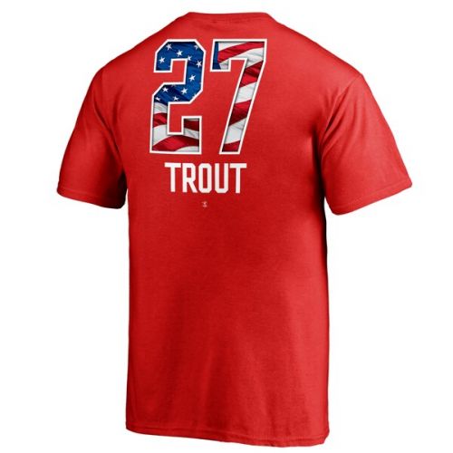  Youth Los Angeles Angels Mike Trout Fanatics Branded Red Banner Wave Name & Number T-Shirt