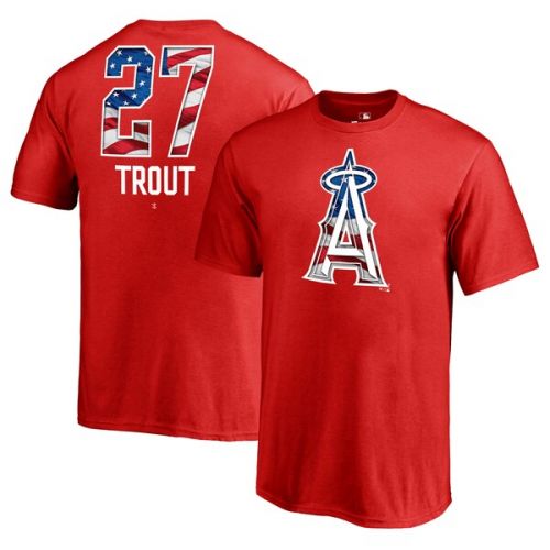  Youth Los Angeles Angels Mike Trout Fanatics Branded Red Banner Wave Name & Number T-Shirt