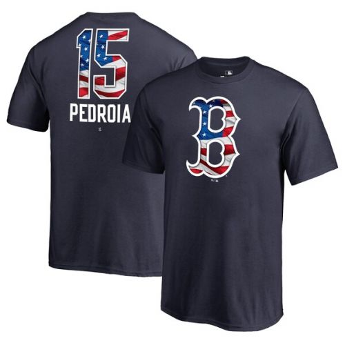  Youth Boston Red Sox Dustin Pedroia Fanatics Branded Navy Banner Wave Name & Number T-Shirt