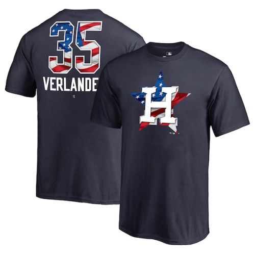  Youth Houston Astros Justin Verlander Fanatics Branded Navy Banner Wave Name & Number T-Shirt