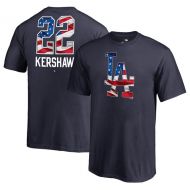 Youth Los Angeles Dodgers Clayton Kershaw Fanatics Branded Navy 2019 Stars & Stripes Banner Wave Name & Number T-Shirt