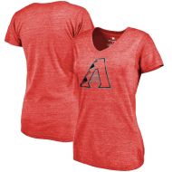 Arizona Diamondbacks Fanatics Branded Women's Primary Distressed Team Tri-Blend V-Neck T-Shirt - Heathered Red