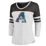 Fanatics Branded Arizona Diamondbacks Women's Cooperstown Two-Tone Three-Quarter Sleeve Tri-Blend T-Shirt - WhiteBlack