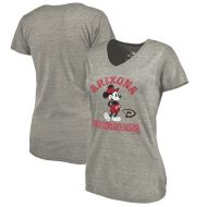 Arizona Diamondbacks Fanatics Branded Women's Disney MLB Tradition Tri-Blend V-Neck T-Shirt - Heathered Gray