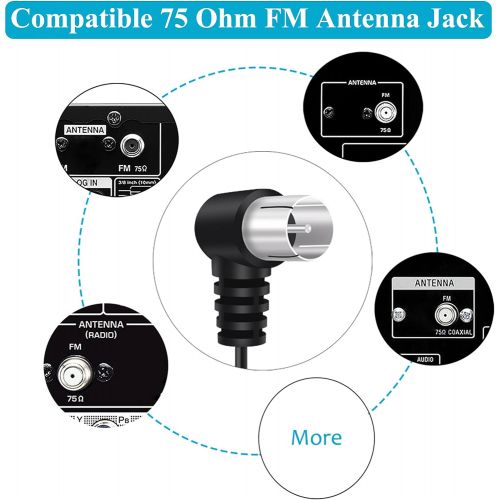  Fancasee 75 Ohm FM Antenna for Stereo Receiver Indoor FM Radio Antenna F Type Male Plug Connector Adapter Coax Coaxial Cable FM Antenna for AV Home Theater Amplifier