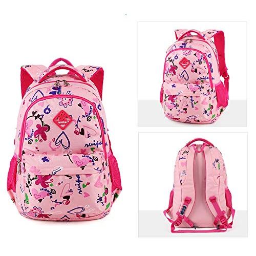  Fanci Butterfly Heart Prints Primary Kids School Backpack Bookbag for Girls School Bag Daypack