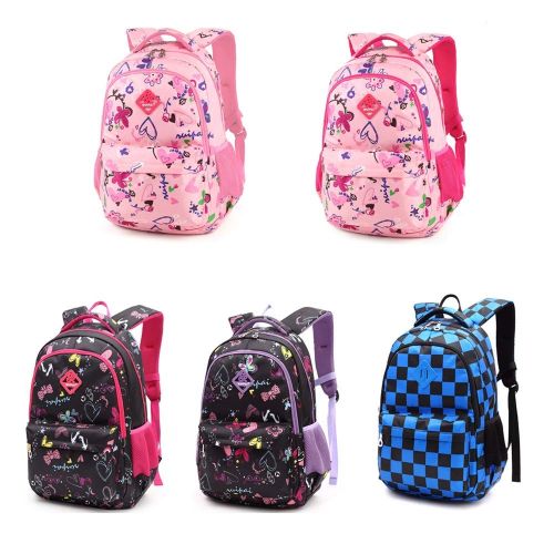  Fanci Butterfly Heart Prints Primary Kids School Backpack Bookbag for Girls School Bag Daypack