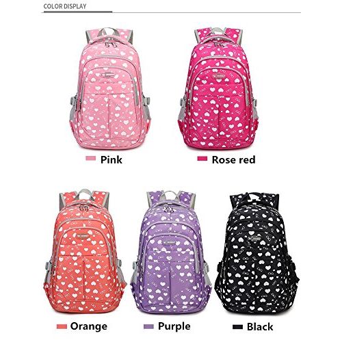  Fanci Teenager Girls Love Heart Print Backpack School Student Laptop Book Bag