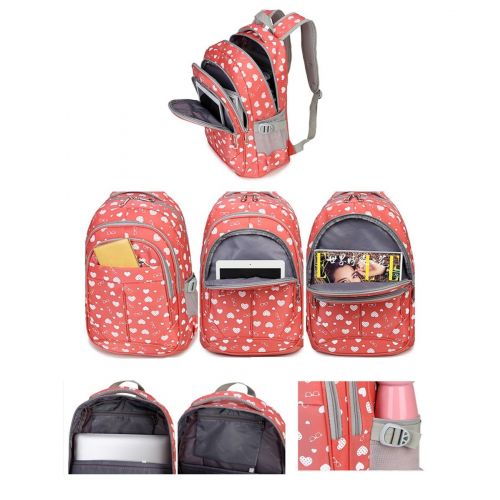  Fanci Teenager Girls Love Heart Print Backpack School Student Laptop Book Bag