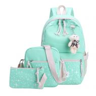Fanci 3Pcs Stars Elementary School Rucksack Backpack Set Canvas Casual Daypack