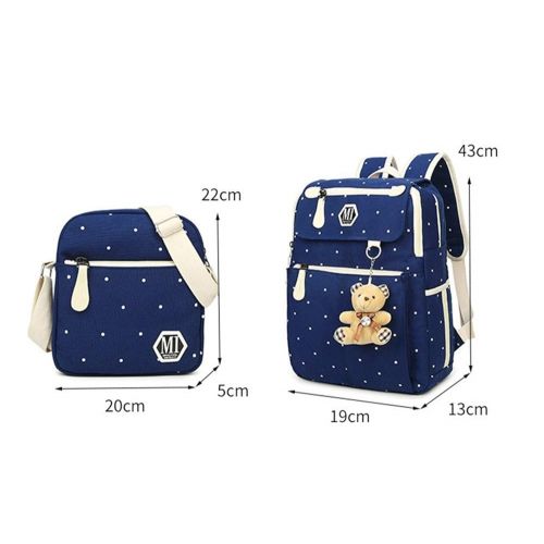  Fanci 4Pcs Polka Dot Women Canvas Casual Daypack for Girls Middle School Backpack Set