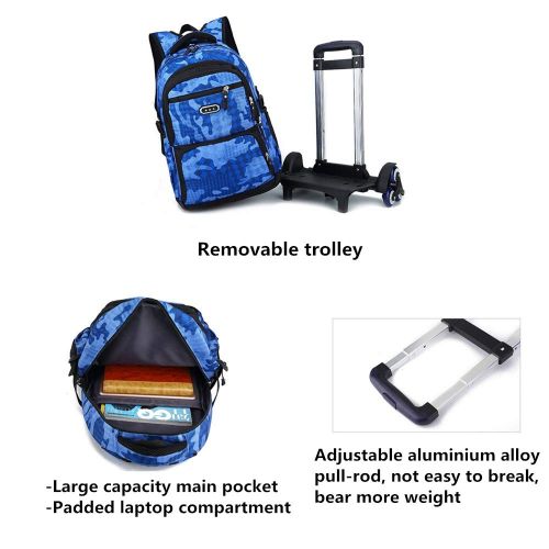  Fanci Flora Camo Waterproof Rolling Trolley School Bag Backpack on Wheels Camouflage Wheeled Backpack Carry on Luggage