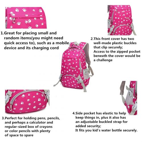  Fanci Lovely Dog Paw Prints Waterproof Capacity School Backpack with 14inch Padded Laptop Compartment