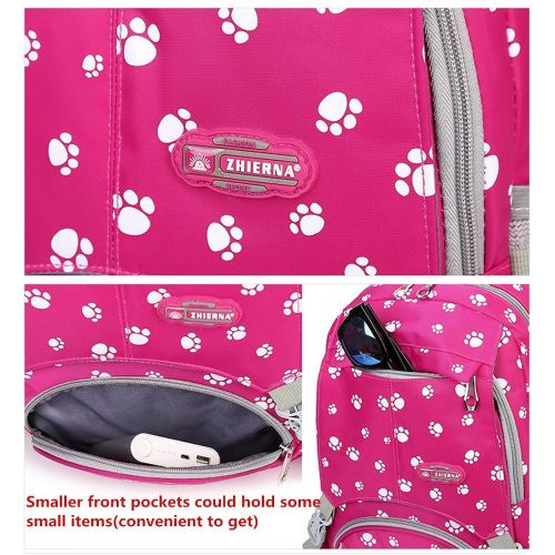  Fanci Lovely Dog Paw Prints Waterproof Capacity School Backpack with 14inch Padded Laptop Compartment