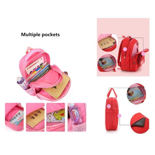  Fanci 2Pcs Bowknot Waterproof Nylon Elementary School Bookbag for Girls Primary School Backpack Set with Lunch Kit