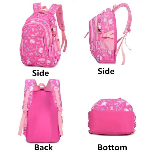  Fanci 3Pcs Bowknot Cat Prints Elementary Girls School Bookbag Rucksack for Primary Girls School Backpack Set with Lunch Kits