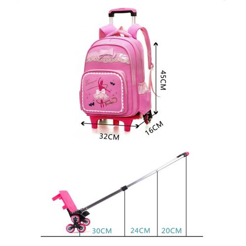  Fanci Dancing Girl Primary Trolley School Backpack Book Bag for Girls Wheeled Rucksack