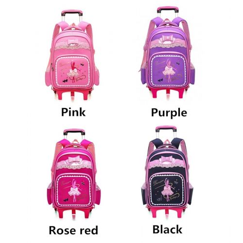 Fanci Dancing Girl Primary Trolley School Backpack Book Bag for Girls Wheeled Rucksack