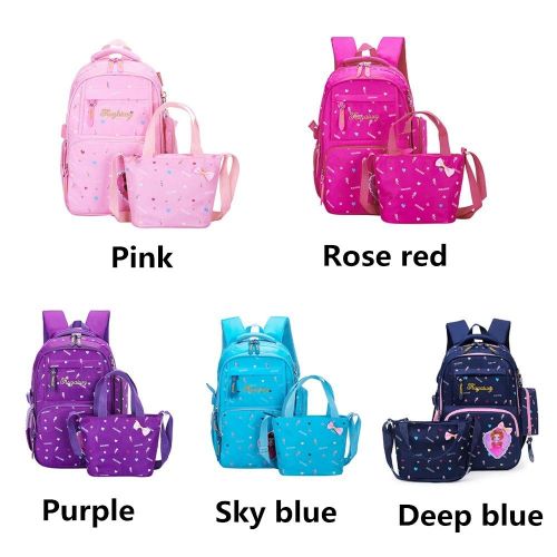  Fanci 3Pcs Polka Dot Princess Style Elementary Kids School Backpack Bookbag Set for Teens Girls School Bag with Handbag