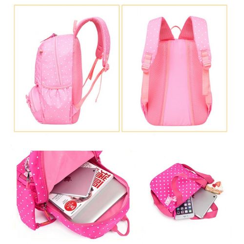  Fanci 3Pcs Polka Dot Princess Style Elementary Kids School Backpack Bookbag Set for Teens Girls School Bag with Handbag