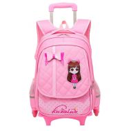 Fanci Cute Bowknot Waterproof Rolling School Bag Backpack on Wheels Princess Style Trolley Wheeled Backpack Carry on Luggage With Six Wheels Climbing Stairs