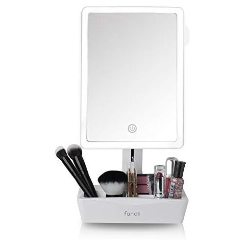  Fancii LED Lighted Large Vanity Makeup Mirror with 10X Magnifying Mirror - Dimmable Natural Light, Touch Screen, Dual Power, Adjustable Stand with Cosmetic Organizer - Gala
