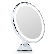 Fancii 7X Magnifying Lighted Vanity Makeup Mirror with 20 Natural LED Ring Lights, Locking Suction Cup, Cordless Travel Cosmetic Mirror - Maya 7