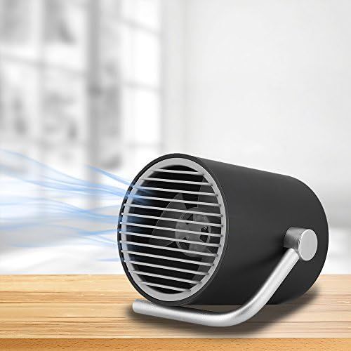  Fancii Kleiner USB Ventilator Ultra Leise - Mini Tischventilator Luefter mit Doppelturboblattern fuer den Schreibtisch, Zuhause, Buero und Zimmer (Schwarz)