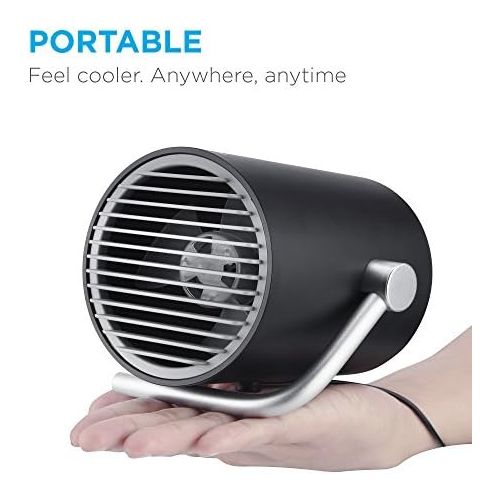  Fancii Kleiner USB Ventilator Ultra Leise - Mini Tischventilator Luefter mit Doppelturboblattern fuer den Schreibtisch, Zuhause, Buero und Zimmer (Schwarz)