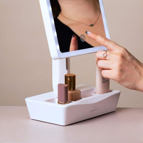  Fancii LED Lighted Large Vanity Makeup Mirror with 10X Magnifying Mirror - Dimmable Natural Light, Touch Screen, Dual Power, Adjustable Stand with Cosmetic Organizer - Gala