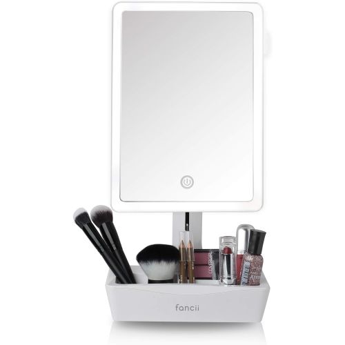  Fancii LED Lighted Large Vanity Makeup Mirror with 10X Magnifying Mirror - Dimmable Natural Light, Touch Screen, Dual Power, Adjustable Stand with Cosmetic Organizer - Gala