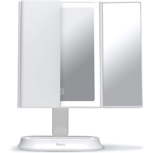  Fancii Trifold Makeup Mirror with Natural LED Lights, Lighted Vanity Mirror with 5x & 7x Magnifications - 58 Dimmable Lights, Touch Screen, Cosmetic Stand (Sora)