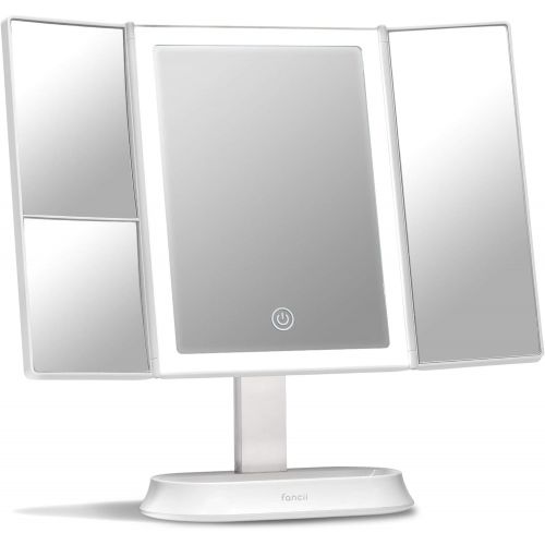  Fancii Trifold Makeup Mirror with Natural LED Lights, Lighted Vanity Mirror with 5x & 7x Magnifications - 58 Dimmable Lights, Touch Screen, Cosmetic Stand (Sora)