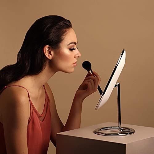  Fancii LED Lighted Vanity Makeup Mirror, Rechargeable - Cordless Illuminated Cosmetic Mirror with 3 Dimmable Light Settings, Dual Magnification and Adjustable Chrome Stand (Vera)