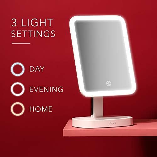  Fancii LED Makeup Vanity Mirror with 3 Light Setting and 15x Magnifying Mirror - Choose Between Soft Warm, Natural Daylight, or Neutral White Lights - Dimmable Countertop Cosmetic