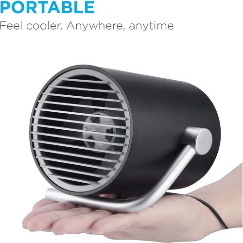  [아마존베스트]Fancii Small Personal Desk USB Fan, Portable Mini Table Fan with Twin Turbo Blades, Whisper Quiet Cyclone Air Technology - for Home, Office, Outdoor Travel (Black)