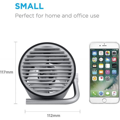  [아마존베스트]Fancii Small Personal Desk USB Fan, Portable Mini Table Fan with Twin Turbo Blades, Whisper Quiet Cyclone Air Technology - for Home, Office, Outdoor Travel (Black)