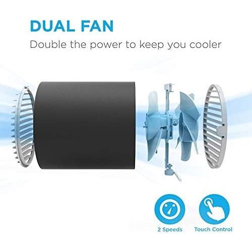  [아마존베스트]Fancii Small USB Fan Ultra Quiet - Mini Table Fan with Double Turbo Blades for Desk, Home, Office and Room (Black)
