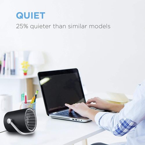  [아마존베스트]Fancii Small USB Fan Ultra Quiet - Mini Table Fan with Double Turbo Blades for Desk, Home, Office and Room (Black)