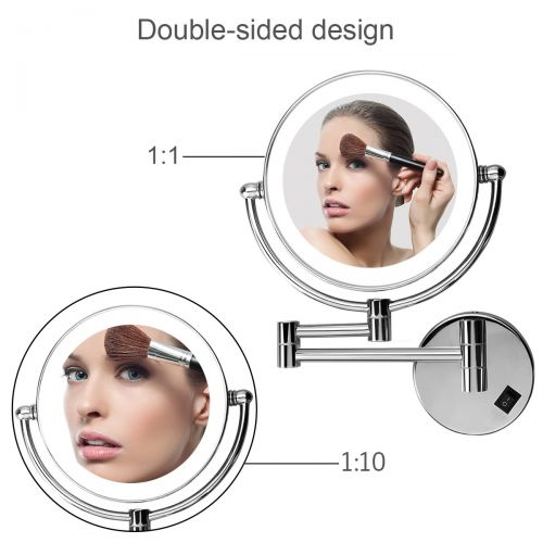  Fancii Excelvan LED Lighted Double Sided Swivel Vanity Makeup Mirror with 10x Magnification, 8 inches for 360...