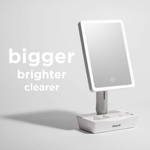  Fancii LED Lighted Large Vanity Makeup Mirror with 10X Magnifying Mirror - Dimmable Natural Light, Touch Screen, Dual Power, Adjustable Stand with Cosmetic Organizer - Gala